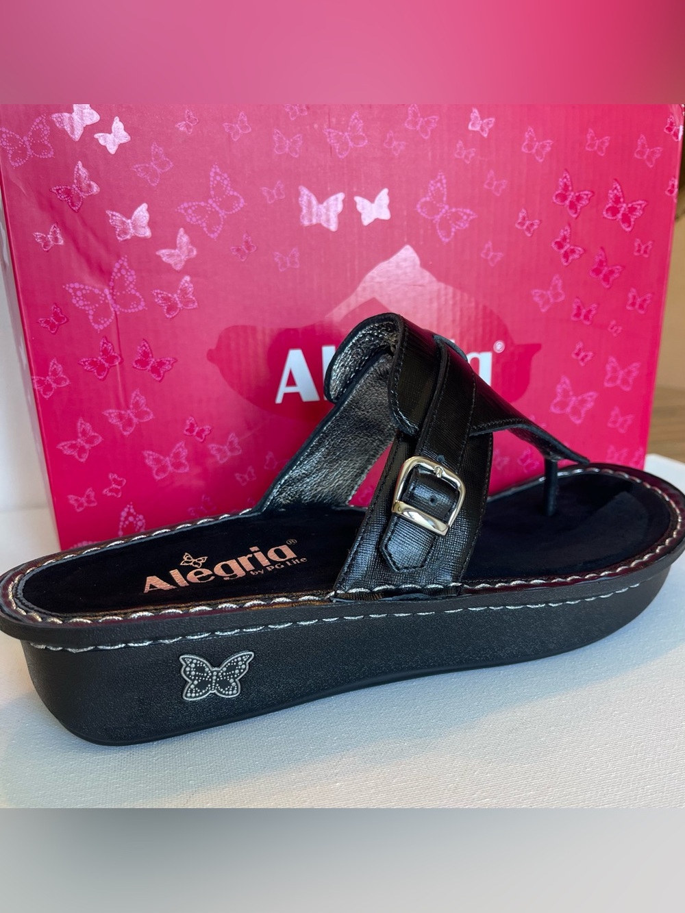 NIB ALEGRIA KENNEDI LEATHER SUEDE PODIATRIC BLACK SANDAL SIZE EU 42 /US. 11.5-12 - Picture 3 of 14